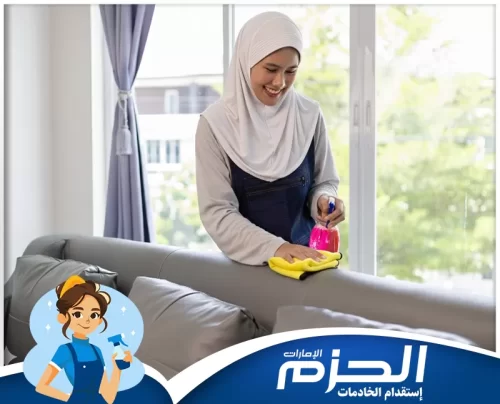 عاملات تنظيف بالساعة في الشارقة معدات تنظيف متطورة يستخدمها فريق شركة الحزم